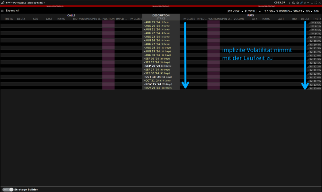 Optionskette in der Interactive Brokers Trader Workstation